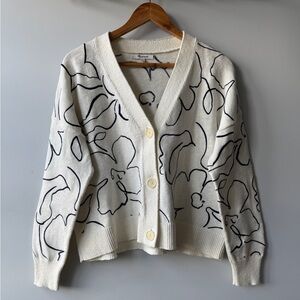 Madewell Embroidered V-Neck Cardigan Sweater in Linear Bloom Size S